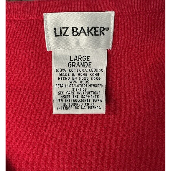 Liz Baker Sweater Vest Red Gold Buttons Hearts Valentine VINTAGE Y2K Women Large - Picture 6 of 6